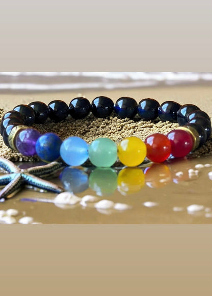 8 mm  Chakra Black Onyx Bracelet