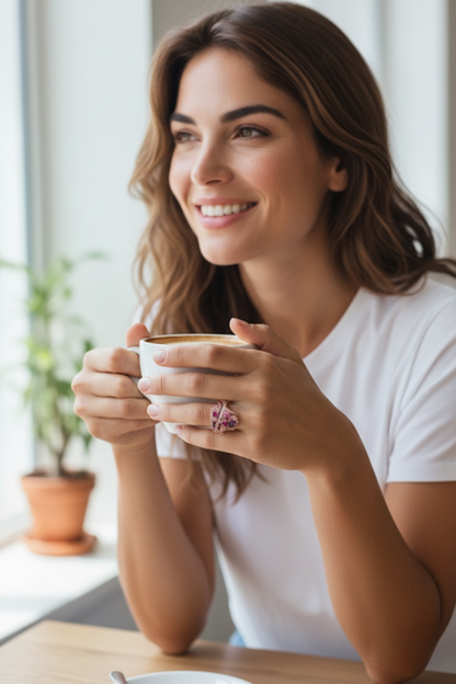 14 K Rose Gold Plated Pink Sapphire Ring