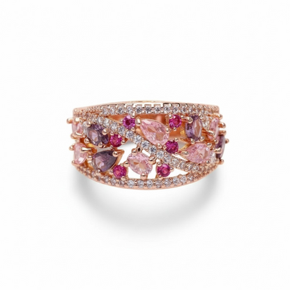 14 K Rose Gold Plated Pink Sapphire Ring