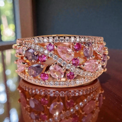 14 K Rose Gold Plated Pink Sapphire Ring