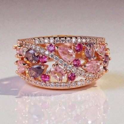 14 K Rose Gold Plated Pink Sapphire Ring