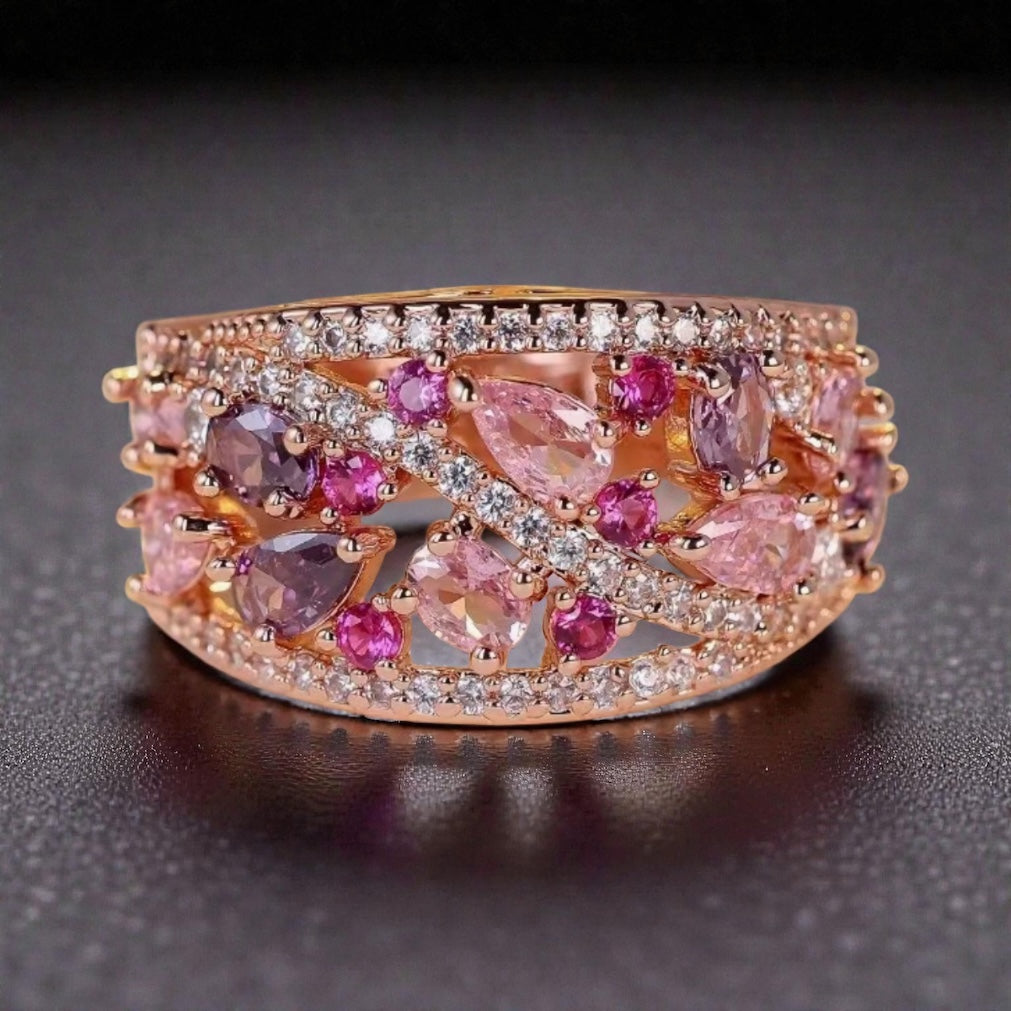 14 K Rose Gold Plated Pink Sapphire Ring