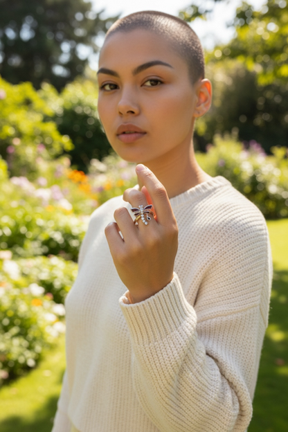 14 K Rose Gold Plated Dragonfly Ruby Ring