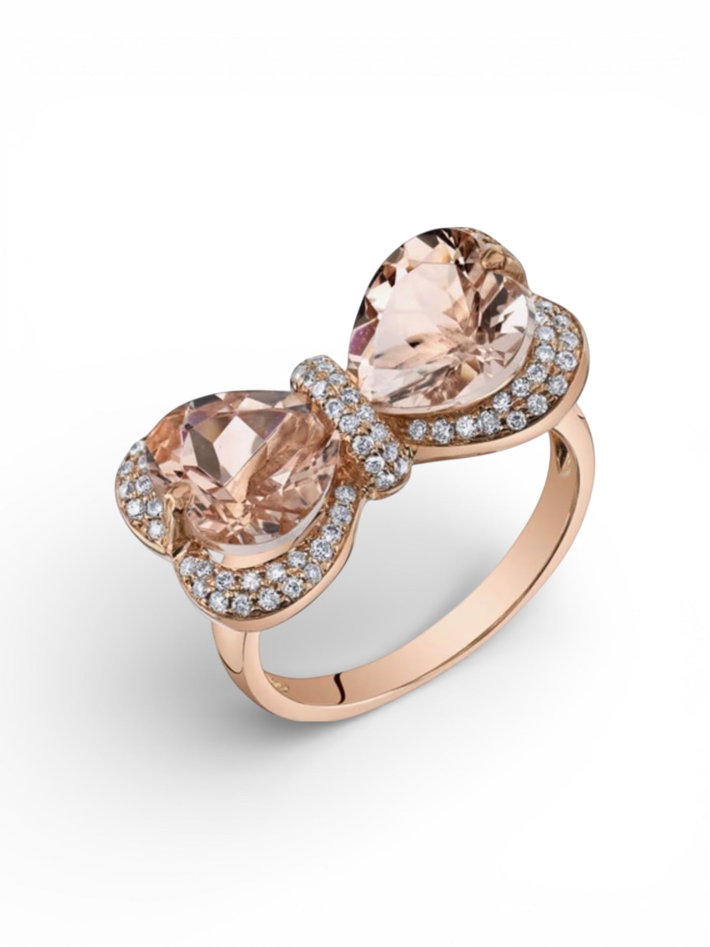 14 K Rose Gold Plated Bow Heart-Shape Citrine Ring