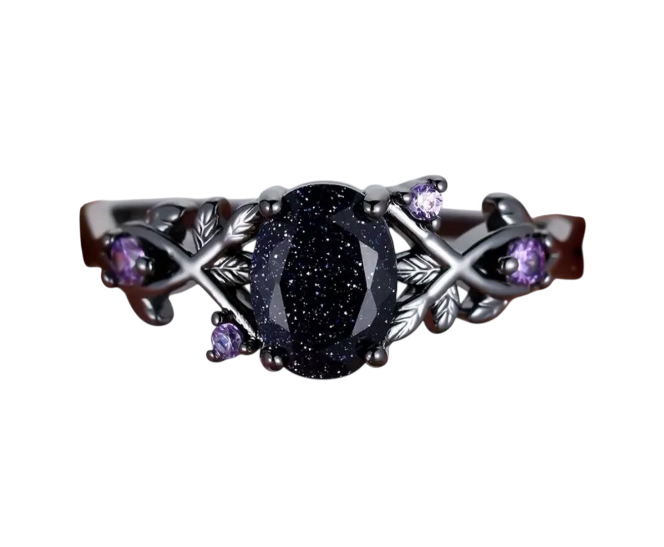 925 SS Blue Goldstone / Amethyst Ring