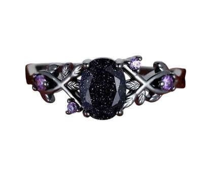 925 SS Blue Goldstone / Amethyst Ring