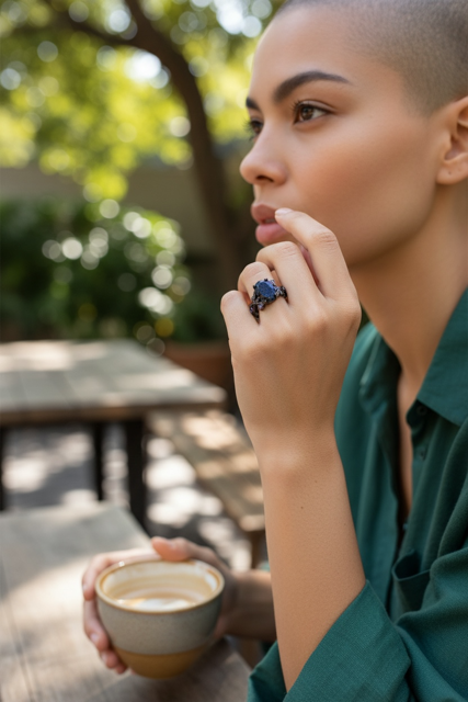 925 SS Blue Goldstone / Amethyst Ring