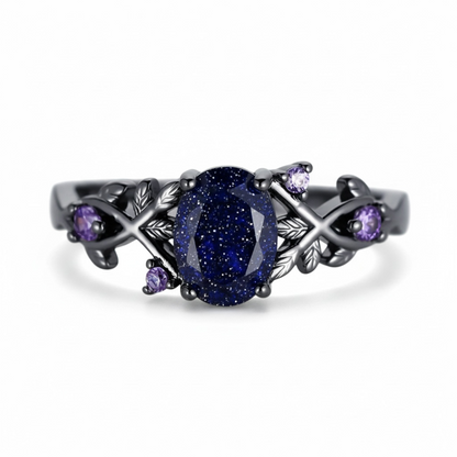 925 SS Blue Goldstone / Amethyst Ring
