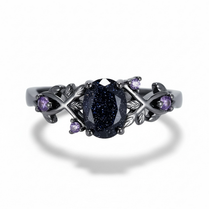 925 SS Blue Goldstone / Amethyst Ring