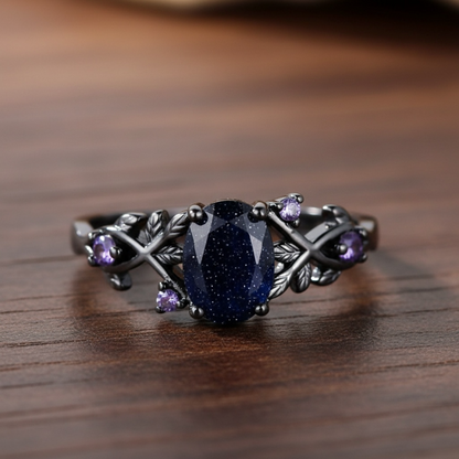 925 SS Blue Goldstone / Amethyst Ring