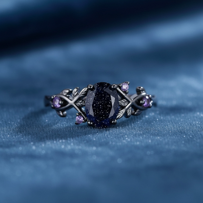 925 SS Blue Goldstone / Amethyst Ring