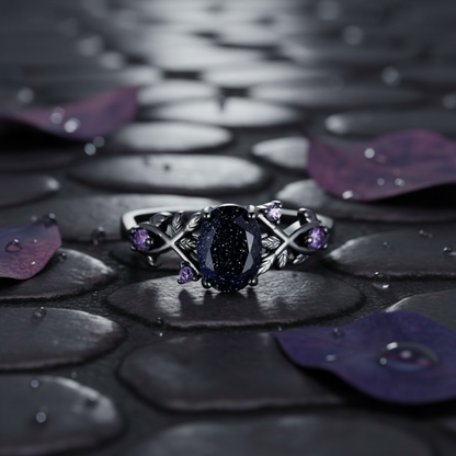 925 SS Blue Goldstone / Amethyst Ring