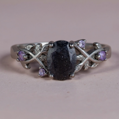 925 SS Blue Goldstone / Amethyst Ring