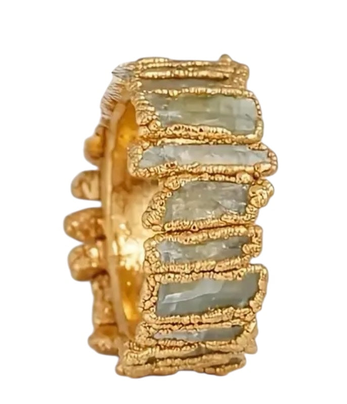 14 K Gold Plated Peridot Nugget Style Ring