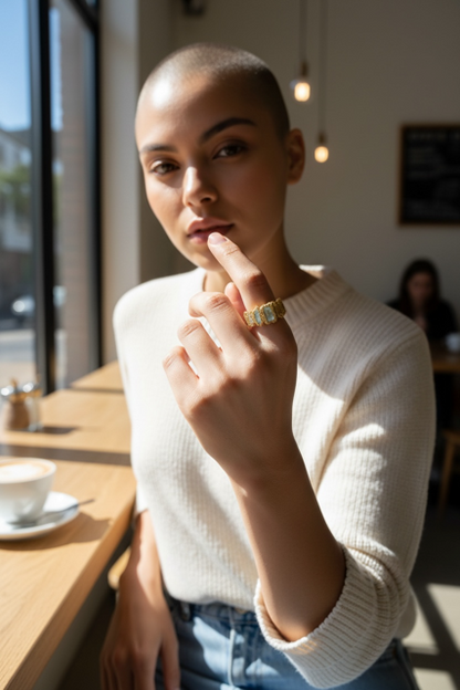 14 K Gold Plated Peridot Nugget Style Ring