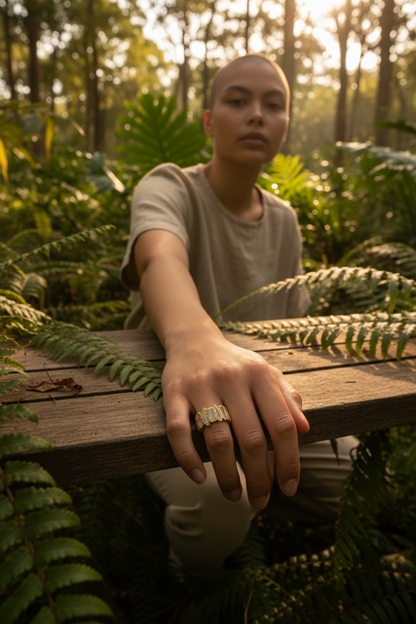 14 K Gold Plated Peridot Nugget Style Ring