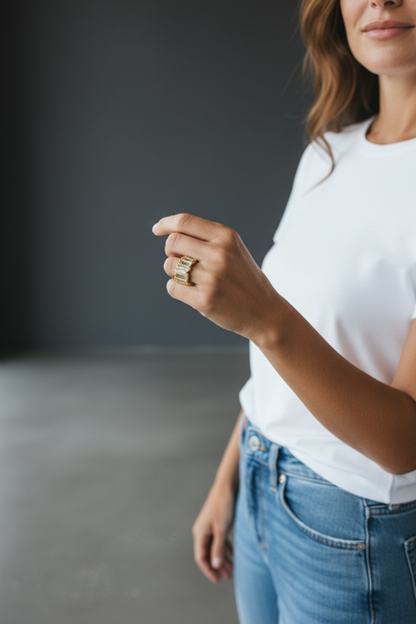 14 K Gold Plated Peridot Nugget Style Ring