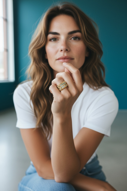 14 K Gold Plated Peridot Nugget Style Ring