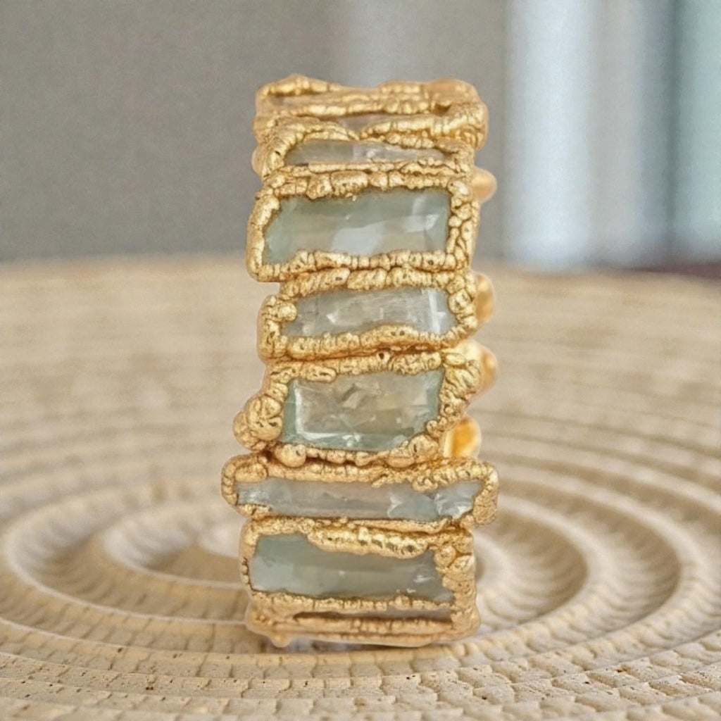 14 K Gold Plated Peridot Nugget Style Ring