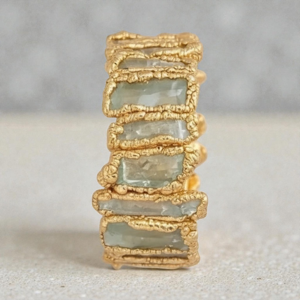 14 K Gold Plated Peridot Nugget Style Ring