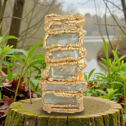 14 K Gold Plated Peridot Nugget Style Ring