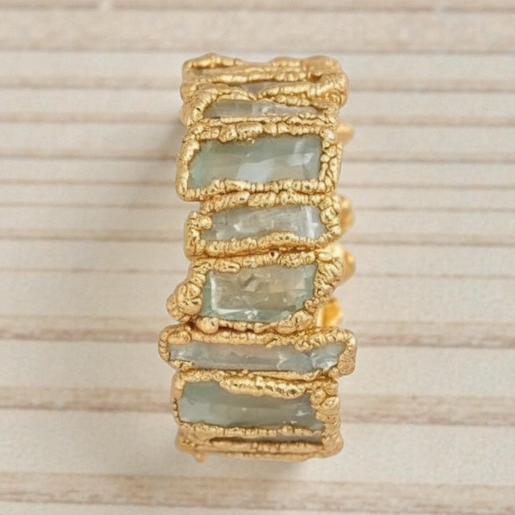 14 K Gold Plated Peridot Nugget Style Ring