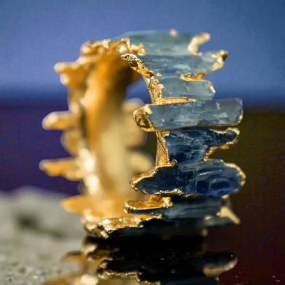 14 K Gold Plated Blue Kyanite Nugget Style Ring