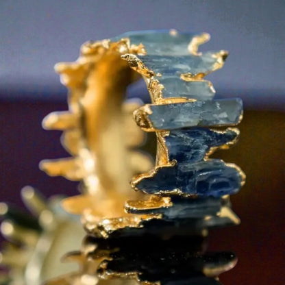 14 K Gold Plated Blue Kyanite Nugget Style Ring