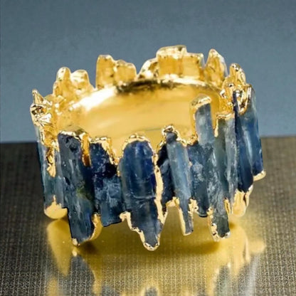 14 K Gold Plated Blue Kyanite Nugget Style Ring