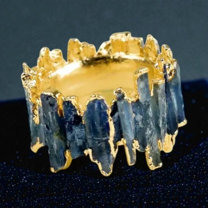 14 K Gold Plated Blue Kyanite Nugget Style Ring