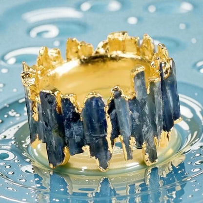 14 K Gold Plated Blue Kyanite Nugget Style Ring