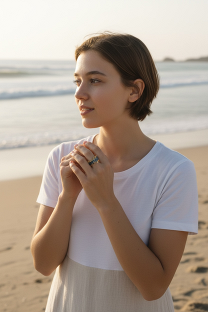 14 K Gold Plated Blue Kyanite Nugget Style Ring