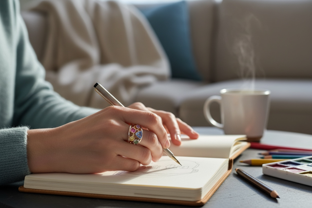 925 SS Multi Stones with 14 K Gold Plated Accent Ring