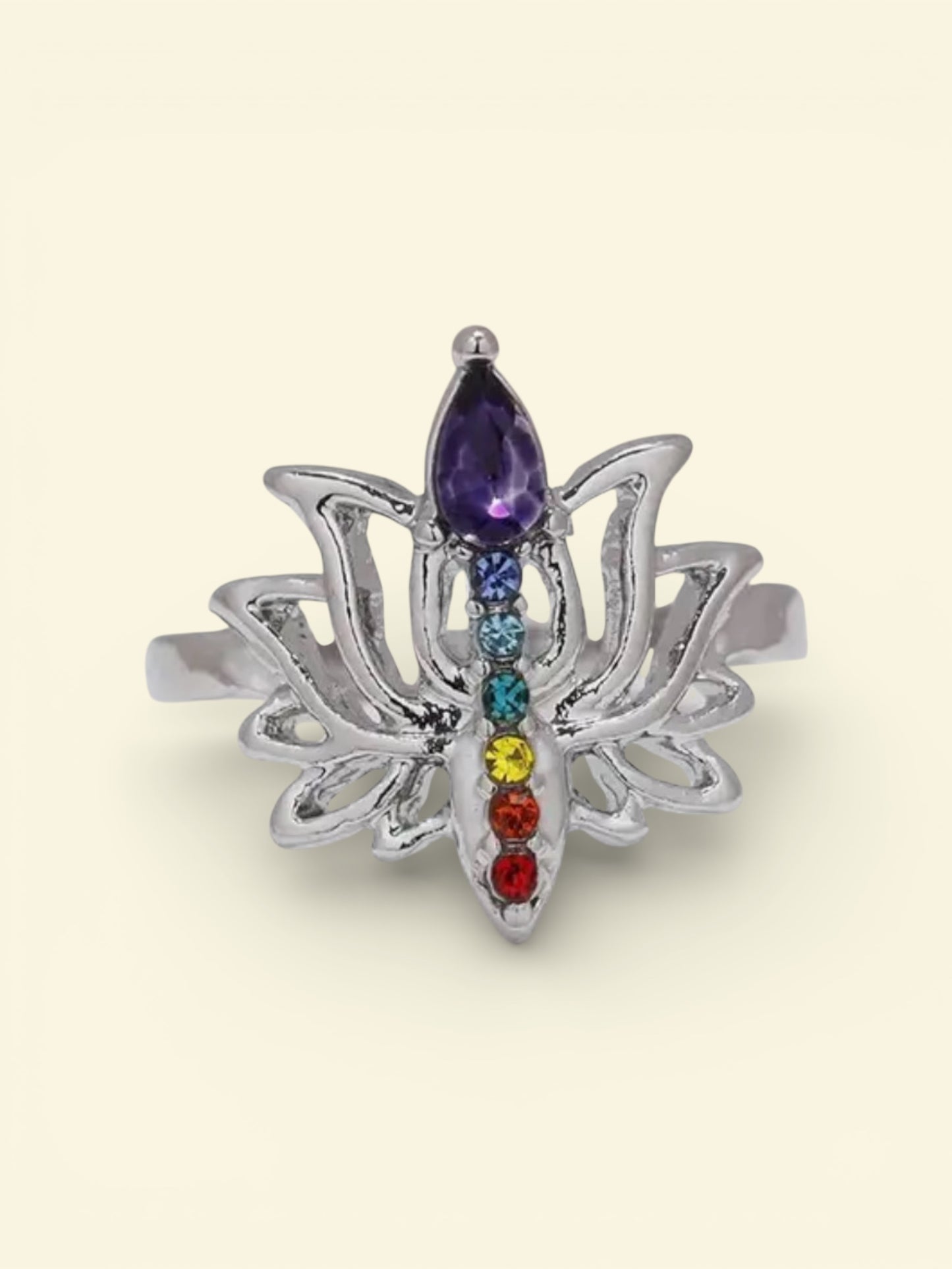 925 SS Chakra Dainty Lotus Ring