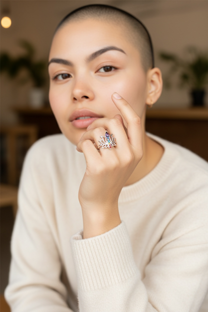 925 SS Chakra Dainty Lotus Ring