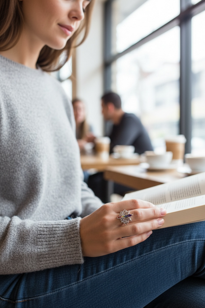 925 SS Chakra Dainty Lotus Ring