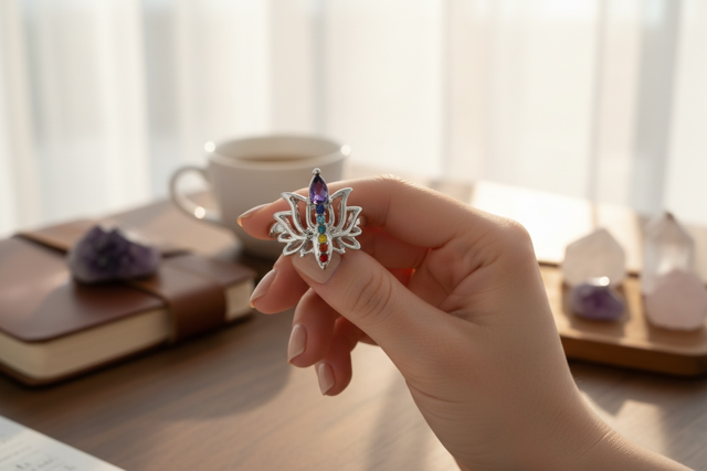 925 SS Chakra Dainty Lotus Ring