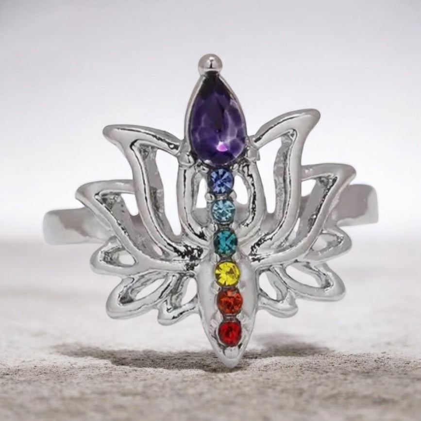 925 SS Chakra Dainty Lotus Ring