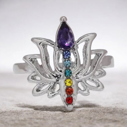 925 SS Chakra Dainty Lotus Ring