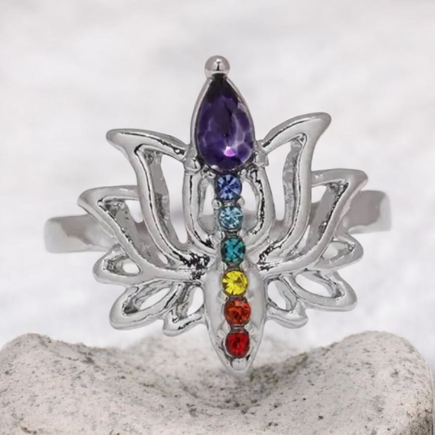 925 SS Chakra Dainty Lotus Ring
