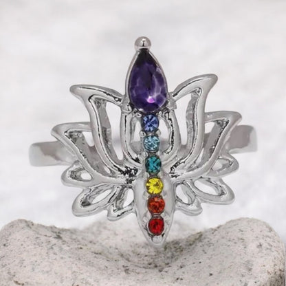 925 SS Chakra Dainty Lotus Ring