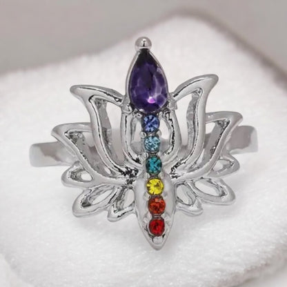 925 SS Chakra Dainty Lotus Ring