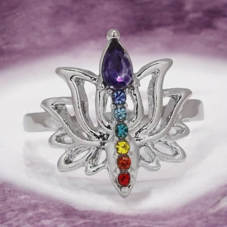 925 SS Chakra Dainty Lotus Ring