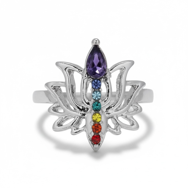 925 SS Chakra Dainty Lotus Ring