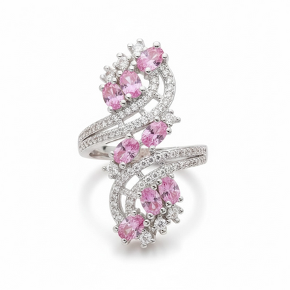 925 SS Pink Saphhire Oval Cut Ring