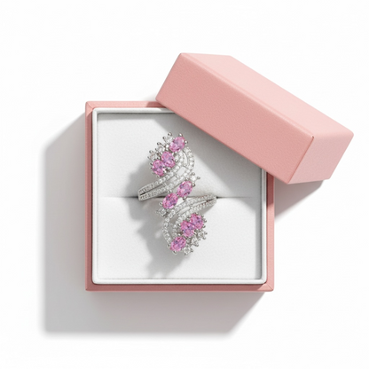 925 SS Pink Saphhire Oval Cut Ring