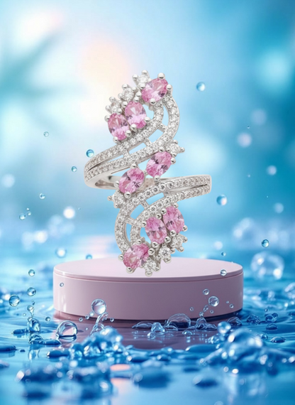 925 SS Pink Saphhire Oval Cut Ring