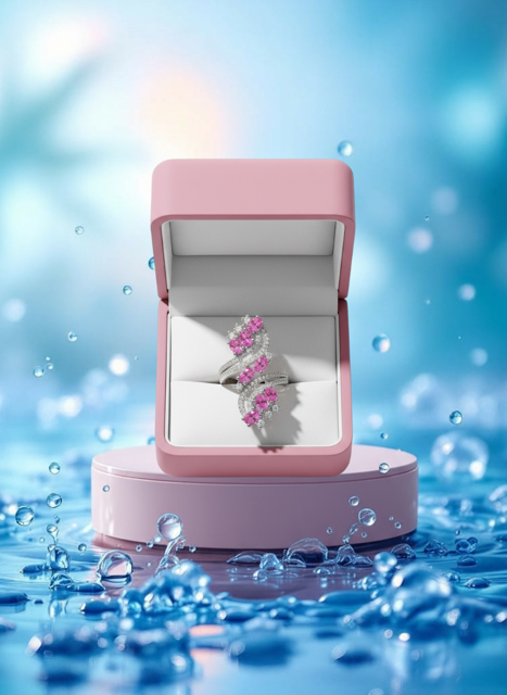 925 SS Pink Saphhire Oval Cut Ring