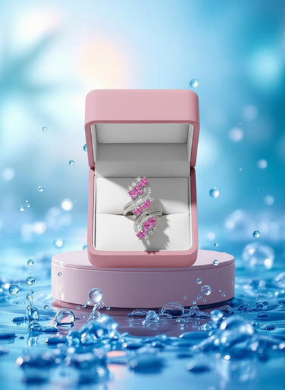 925 SS Pink Saphhire Oval Cut Ring