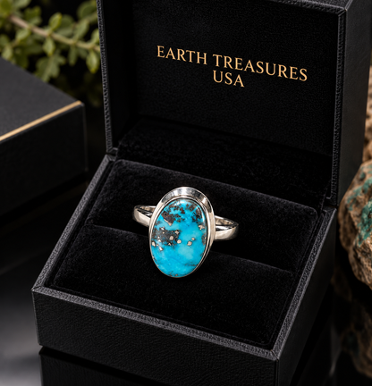 Natural Persian Turquoise Ring presented in gift box